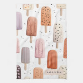 Linge De Cuisine Monogramme Personnalisé Cute Popsicle Motif (Vertical)