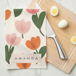 Linge De Cuisine Monogramme Personnalisé Cute Spring Tulip Motif