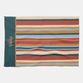 Linge De Cuisine Monogramme personnalisé de bande moderne Nom initi (Horizontal)