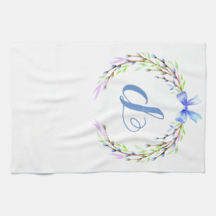 Linge De Cuisine Monogramme personnalisé de la couronne de printem