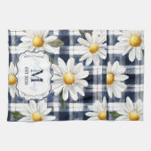 Linge De Cuisine Monogramme personnalisé de marguerite à carreaux N (Horizontal)
