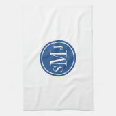 Linge De Cuisine Monogramme personnalisé et bleu classique (Vertical)