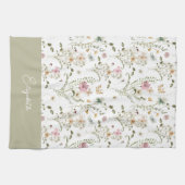 Linge De Cuisine Monogramme personnalisé Fleur sauvage floral (Horizontal)
