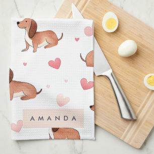 Linge De Cuisine Monogramme Personnalisé Mignon Chien Dachshund