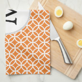 Linge De Cuisine Monogramme personnalisé motif double anneaux orang (Quart Plié)