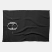 Linge De Cuisine Monogramme personnalisé Nom de script noir blanc g (Horizontal)