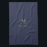 Linge De Cuisine Monogramme personnalisé | Nom Marine & Or<br><div class="desc">Personnalisé Monogram Navy & Gold Art Deco Police,  Le modèle est configuré pour vous permettre de customiser avec votre nom et votre initiale,  Si vous souhaitez changer la couleur ou le style de la police cliquez sur personnaliser plus loin que la fin du modèle.</div>