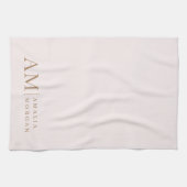 Linge De Cuisine Monogramme Personnalisé Rose Initiale Et Nom (Horizontal)