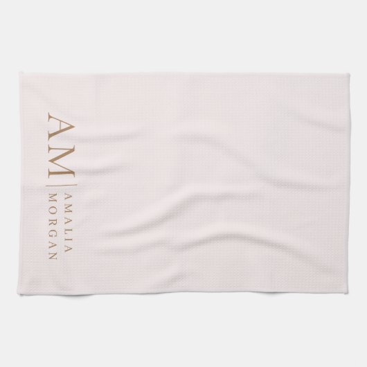 Linge De Cuisine Monogramme Personnalisé Rose Initiale Et Nom (Horizontal)