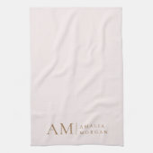 Linge De Cuisine Monogramme Personnalisé Rose Initiale Et Nom (Vertical)