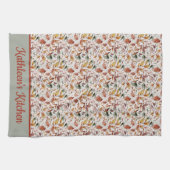 Linge De Cuisine Monogramme Personnaliser Feuilles d'automne Vert O (Horizontal)