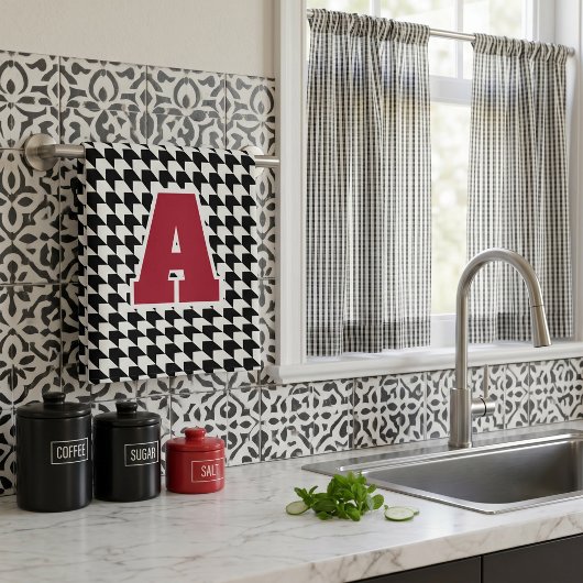 Linge De Cuisine Monogramme pied-de-poule