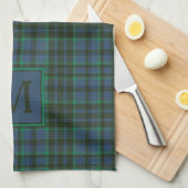 Linge De Cuisine Monogramme préppy vert et bleu plaid (Quart Plié)