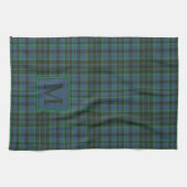 Linge De Cuisine Monogramme préppy vert et bleu plaid (Horizontal)