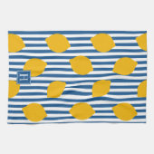 Linge De Cuisine Monogramme rayé de ferme rustique au citron (Horizontal)