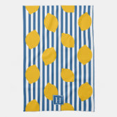 Linge De Cuisine Monogramme rayé de ferme rustique au citron (Vertical)