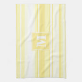 Linge De Cuisine Monogramme rayures jaunes citron (Vertical)