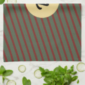 Linge De Cuisine Monogramme rayures vert forêt et bordeaux Prépa (Plié)
