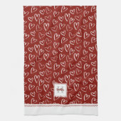 Linge De Cuisine Monogramme Red Valentine Heart Motif (Vertical)