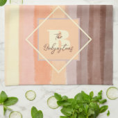 Linge De Cuisine Monogramme rétro rayures tomber jaune orange brun (Plié)