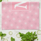 Linge De Cuisine Monogramme rose cercles motif (Plié)