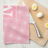 Linge De Cuisine Monogramme rose cercles motif (Quart Plié)