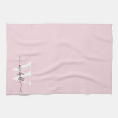 Linge De Cuisine Monogramme rose clair élégant moderne Script de no (Horizontal)