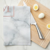 Linge De Cuisine Monogramme rose en or sur marbre blanc (Quart Plié)