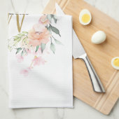 Linge De Cuisine Monogramme Rose Floral Gold Script (Quart Plié)