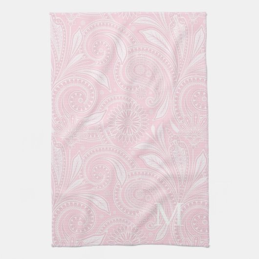 Linge De Cuisine Monogramme rose pâle (Vertical)