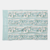 Linge De Cuisine Monogramme rose vert pastel Floral En vichy rayure (Horizontal)