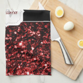 Linge De Cuisine Monogramme rouge foncé coccinelle faux parties sci (Quart Plié)