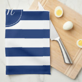 Linge De Cuisine Monogramme Royal Bleu rayé (Quart Plié)