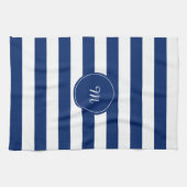 Linge De Cuisine Monogramme Royal Bleu rayé (Horizontal)