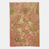 Linge De Cuisine Monogramme Rustique Floral brillant rose (Vertical)