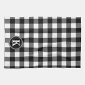 Linge De Cuisine Monogramme Rustique noir blanc Buffalo plaqué (Horizontal)