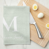 Linge De Cuisine Monogramme rustique Nom de famille personnalisé Fe (Quart Plié)