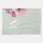 Linge De Cuisine Monogramme rustique Nom de famille personnalisé Fe (Horizontal)