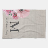 Linge De Cuisine Monogramme rustique Nom de famille personnalisé Fe (Horizontal)