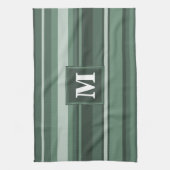 Linge De Cuisine Monogramme sauge bandes vertes (Vertical)