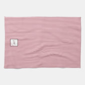 Linge De Cuisine Monogramme Script en Dentelle de Rose à Rayures Ro (Horizontal)