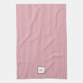 Linge De Cuisine Monogramme Script en Dentelle de Rose à Rayures Ro (Vertical)