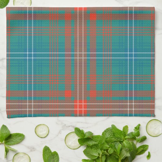 Linge De Cuisine Monogramme Script initial Plaid Russe Holiday (Plié)