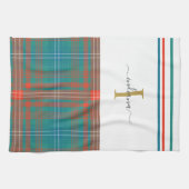 Linge De Cuisine Monogramme Script initial Plaid Russe Holiday (Horizontal)