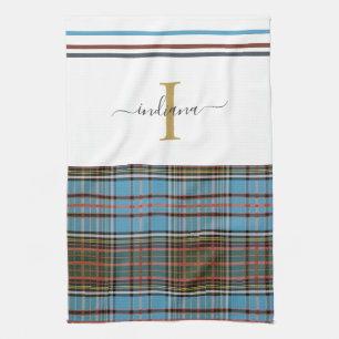 Linge De Cuisine Monogramme Script Plaid Tartan Clan Anderson Check
