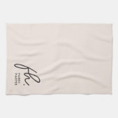 Linge De Cuisine Monogramme Script Simple Minimal Élégant Blush (Horizontal)