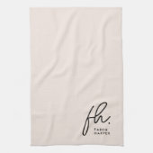 Linge De Cuisine Monogramme Script Simple Minimal Élégant Blush (Vertical)