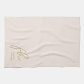 Linge De Cuisine Monogramme Script Simple Minimal Élégant Blush Gol (Horizontal)