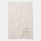 Linge De Cuisine Monogramme Script Simple Minimal Élégant Blush Gol (Vertical)