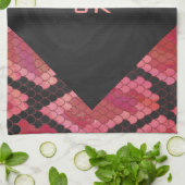 Linge De Cuisine Monogramme serpent noir et rouge imprimé (Plié)